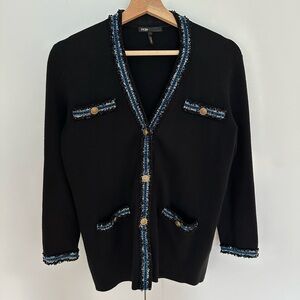 MAJE  Mystere Tweed-trimmed Cardigan size 1